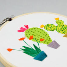 Cactus DIY embroidery, printed fabric design to stitch yourself